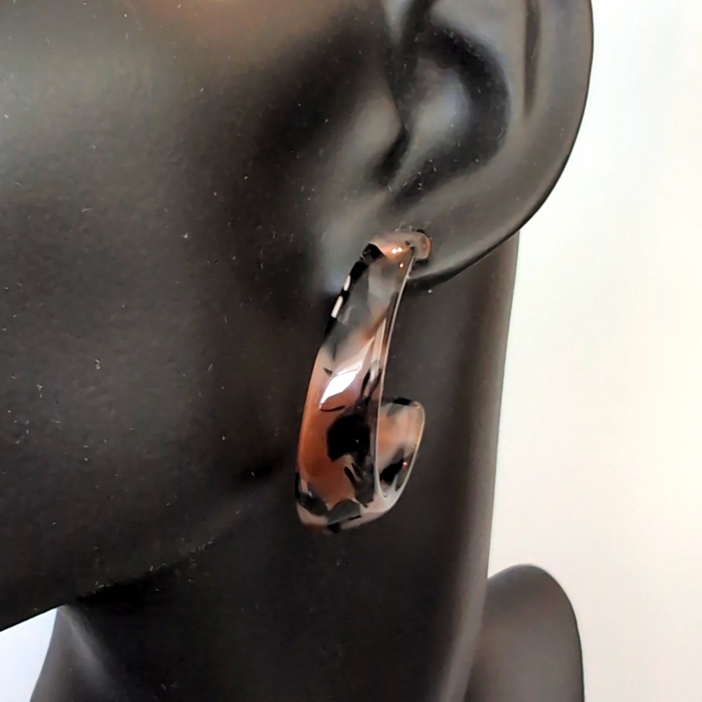 Illusion Hoops, Black, brown, clear